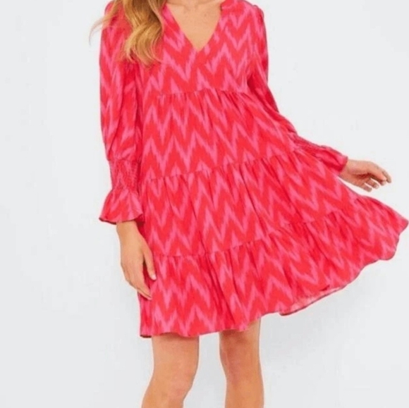TUCKERNUCK POMANDER PLACE Kenzo Dress XS Hot Pink Ikat Mini - Picture 4 of 4